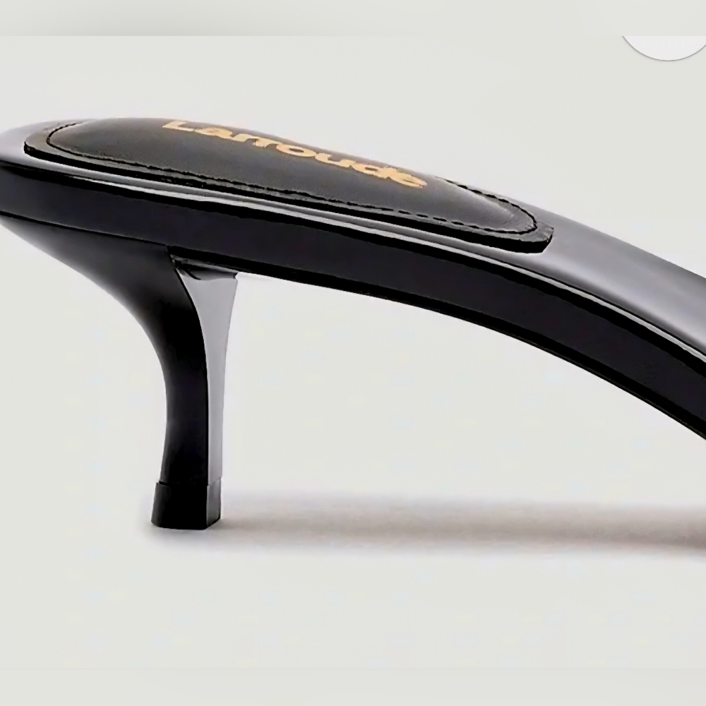 Larroudé Greta Black Patent Leather Kitten Heel Mules | Size 7 | NWT - Picture 6 of 11